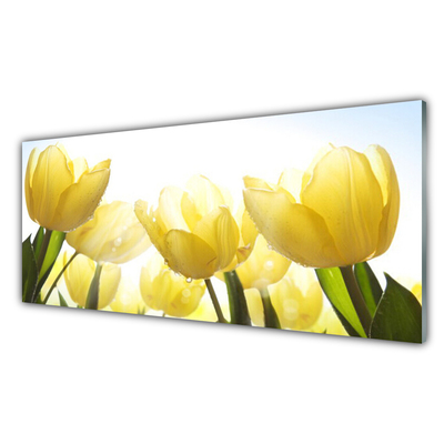 Kitchen Splashback Tulips floral yellow