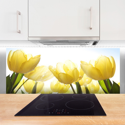 Kitchen Splashback Tulips floral yellow