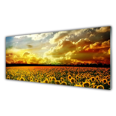 Kitchen Splashback Meadow sunflowers floral yellow brown