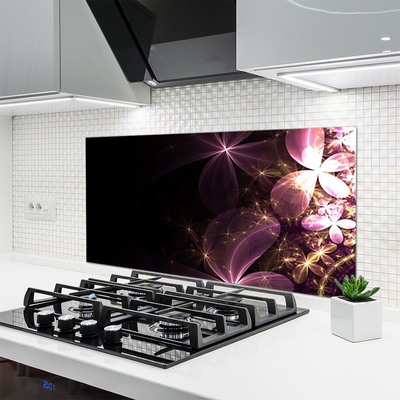 Kitchen Splashback Abstract art black pink gold