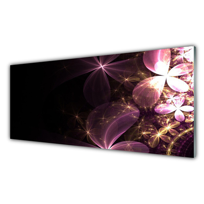 Kitchen Splashback Abstract art black pink gold