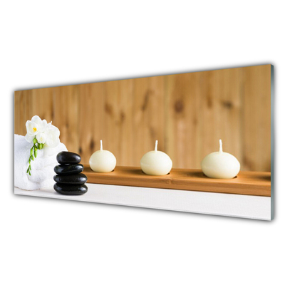 Kitchen Splashback Candles flower stones art white black