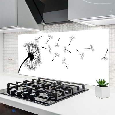 Kitchen Splashback Dandelion floral black grey