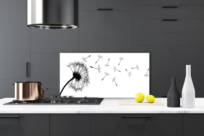 Kitchen Splashback Dandelion floral black grey