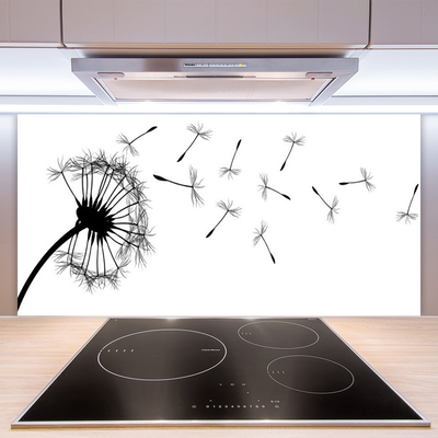 Kitchen Splashback Dandelion floral black grey