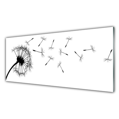 Kitchen Splashback Dandelion floral black grey