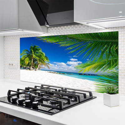 Kitchen Splashback Beach palm trees landscape brown green