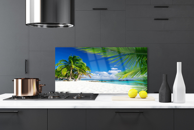 Kitchen Splashback Beach palm trees landscape brown green