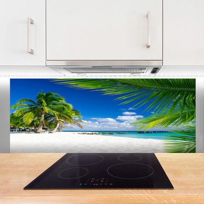 Kitchen Splashback Beach palm trees landscape brown green