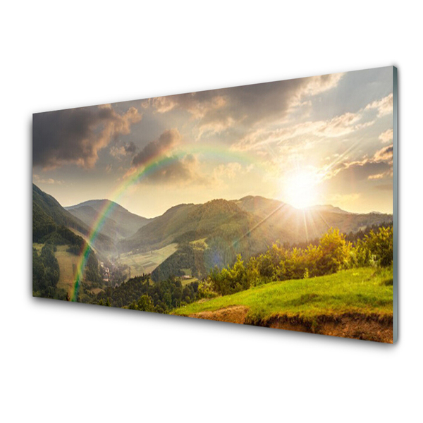 Kitchen Splashback Sun rainbow mountains landscape multi