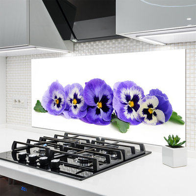 Kitchen Splashback Petals floral white purple green