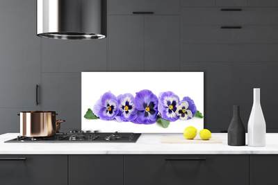 Kitchen Splashback Petals floral white purple green