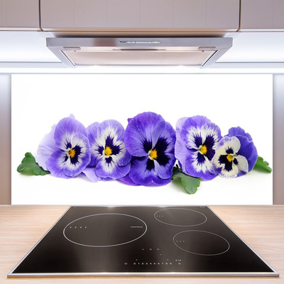 Kitchen Splashback Petals floral white purple green