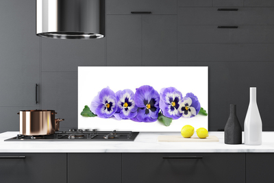 Kitchen Splashback Petals floral white purple green