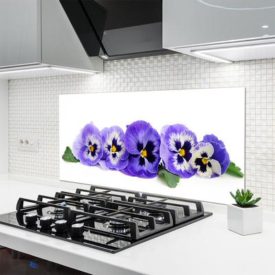 Kitchen Splashback Petals floral white purple green