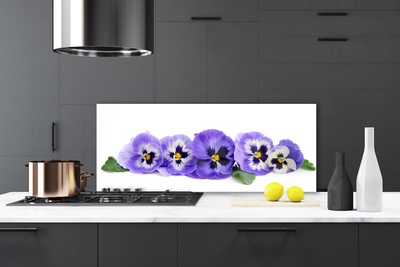 Kitchen Splashback Petals floral white purple green