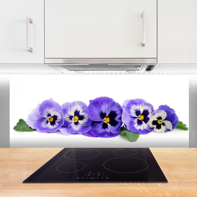 Kitchen Splashback Petals floral white purple green