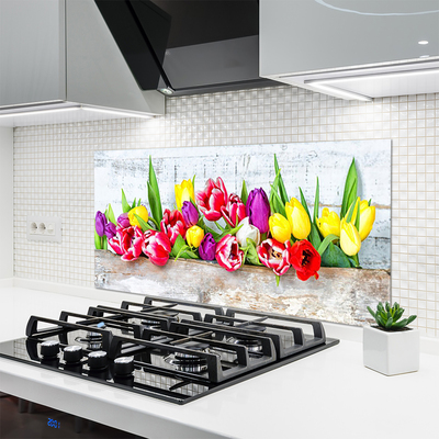 Kitchen Splashback Tulips floral multi