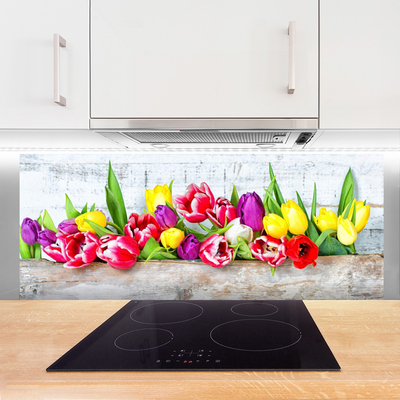 Kitchen Splashback Tulips floral multi