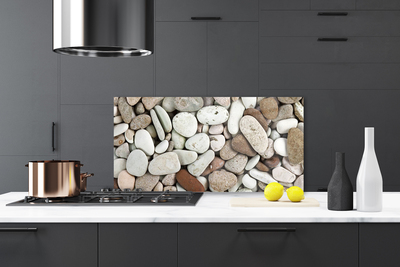 Kitchen Splashback Stones art white grey brown