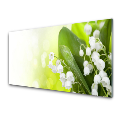 Kitchen Splashback Lily of the valley leaves floral white green