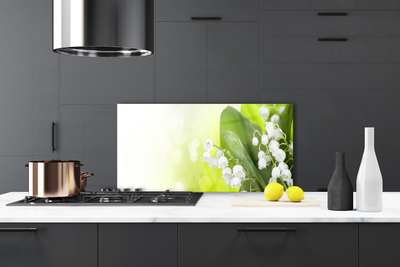 Kitchen Splashback Lily of the valley leaves floral white green
