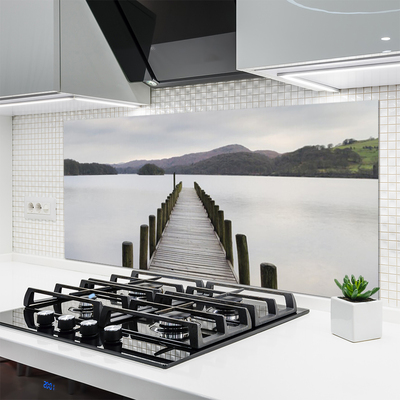 Kitchen Splashback Sea bridge architecture grey