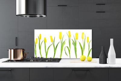 Kitchen Splashback Tulips floral yellow green