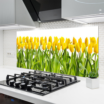 Kitchen Splashback Tulips floral yellow green