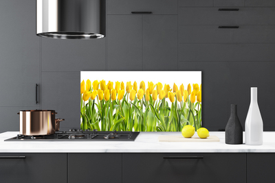 Kitchen Splashback Tulips floral yellow green