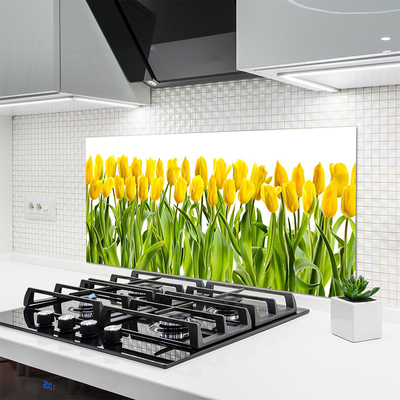 Kitchen Splashback Tulips floral yellow green