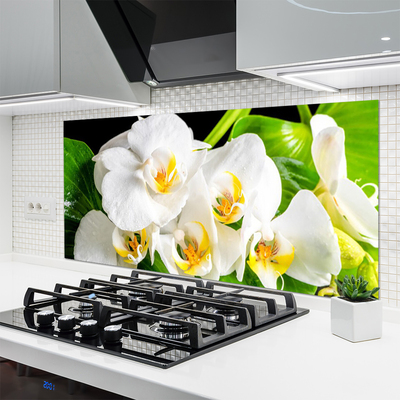 Kitchen Splashback Petals floral white green