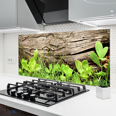 Kitchen Splashback Grass leaves floral green