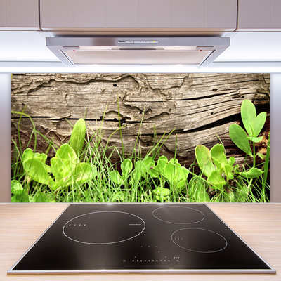 Kitchen Splashback Grass leaves floral green