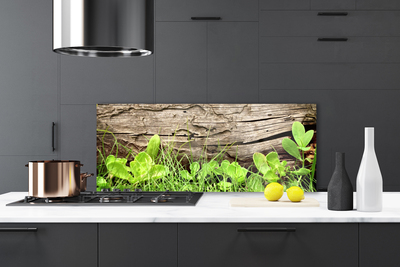 Kitchen Splashback Grass leaves floral green