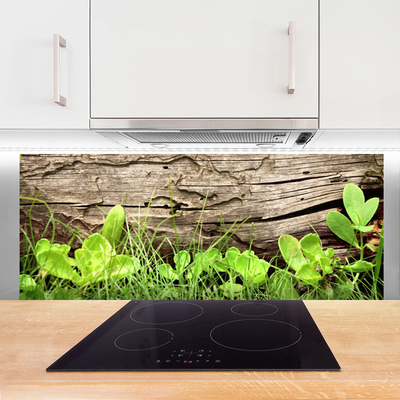 Kitchen Splashback Grass leaves floral green