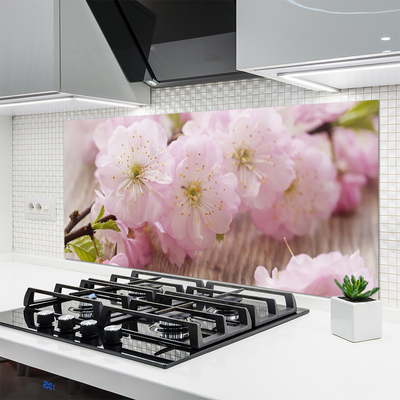 Kitchen Splashback Branch flowers floral brown pink