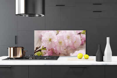 Kitchen Splashback Branch flowers floral brown pink