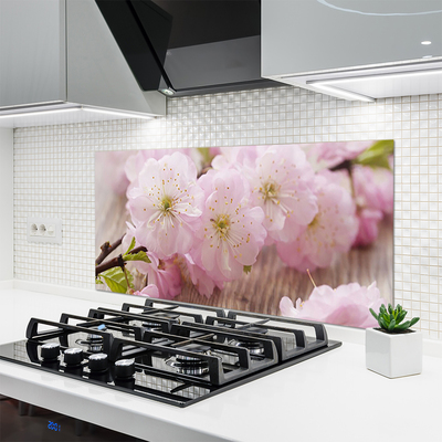 Kitchen Splashback Branch flowers floral brown pink