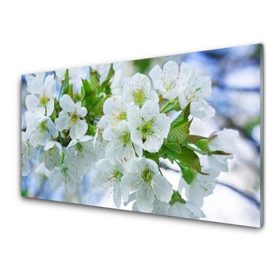 Kitchen Splashback Petals floral green white