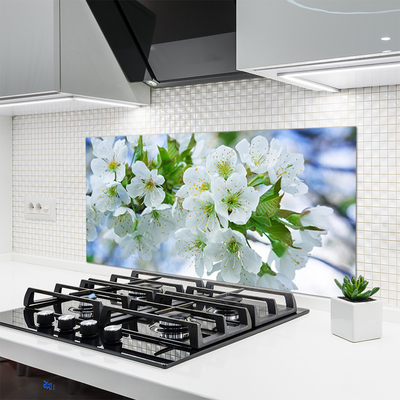 Kitchen Splashback Petals floral green white