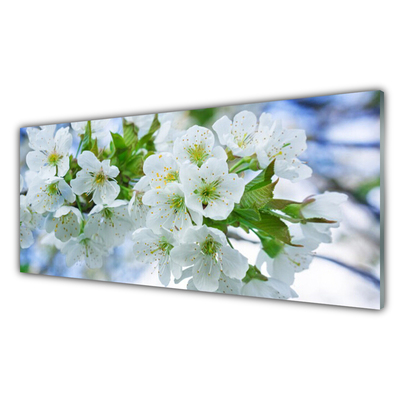 Kitchen Splashback Petals floral green white