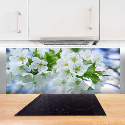 Kitchen Splashback Petals floral green white