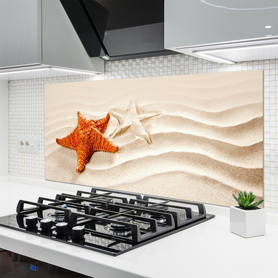 Kitchen Splashback Starfish sand art orange white brown