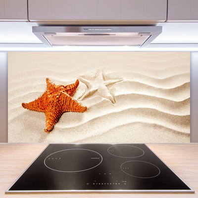 Kitchen Splashback Starfish sand art orange white brown