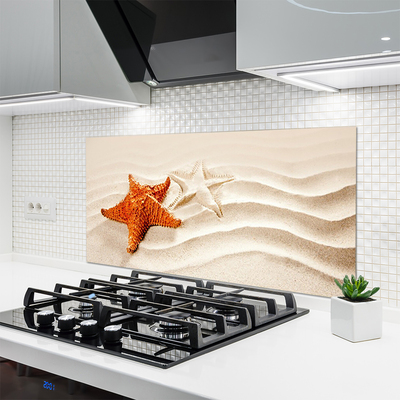 Kitchen Splashback Starfish sand art orange white brown