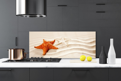 Kitchen Splashback Starfish sand art orange white brown