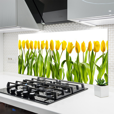 Kitchen Splashback Tulips floral green yellow