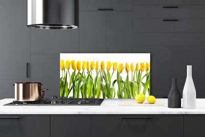 Kitchen Splashback Tulips floral green yellow