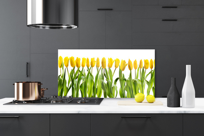 Kitchen Splashback Tulips floral green yellow